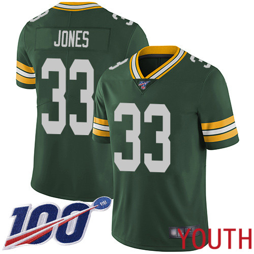 Green Bay Packers Limited Green Youth #33 Jones Aaron Home Jersey Nike NFL 100th Season Vapor Untouchable